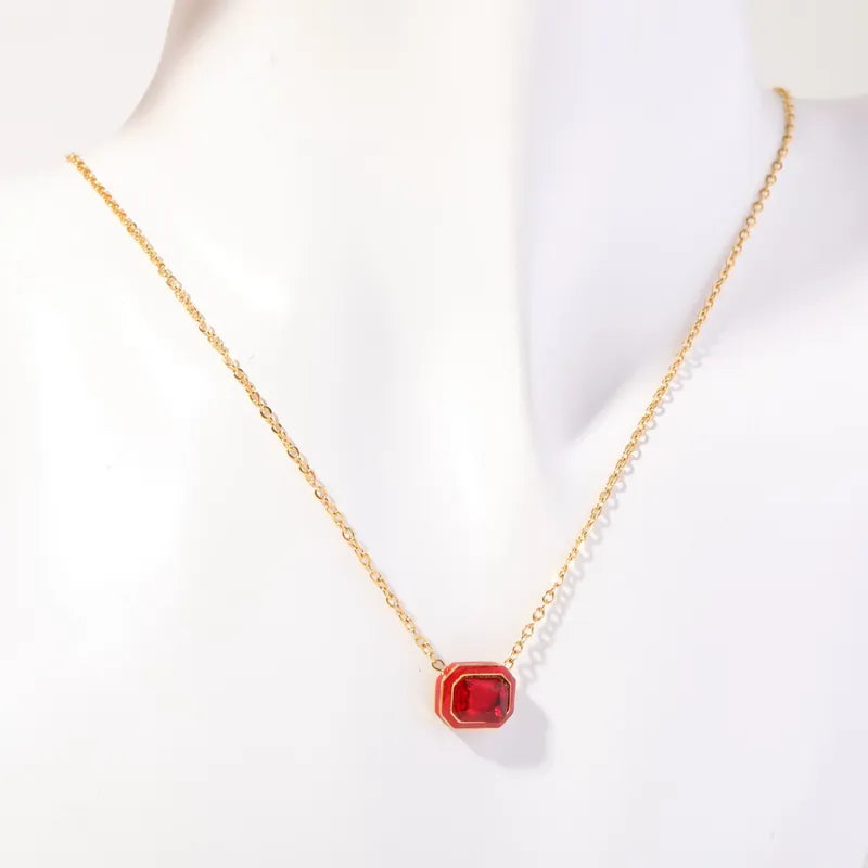 Collar de Brillante Rojo Circón Chapado en Oro