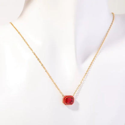 Collar de Brillante Rojo Circón Chapado en Oro