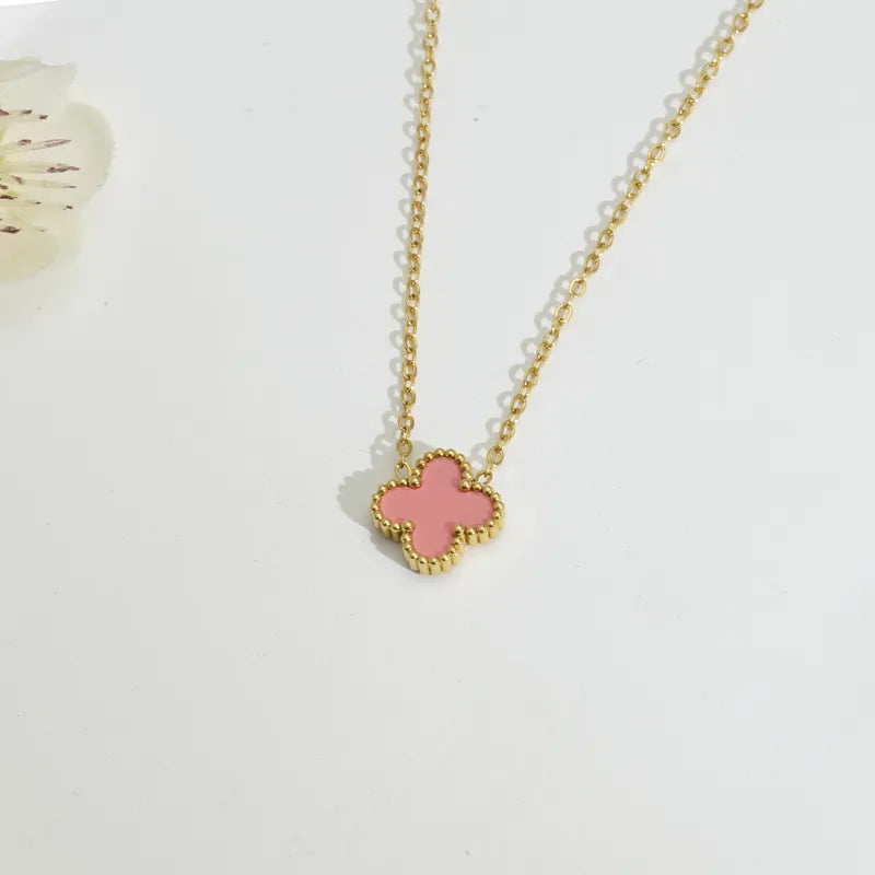 Collar de Flor Pétalos Rosado Chapado en Oro