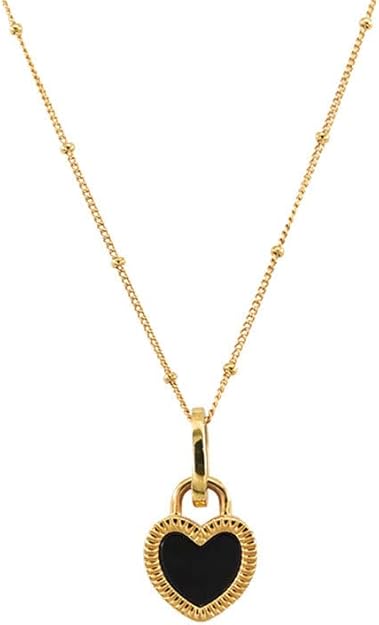 Collar de Corazón Doble Cara Chapado en Oro