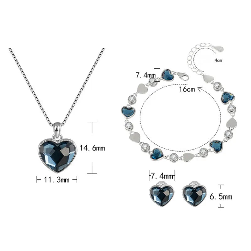 Conjunto de Collar, Aretes y Pulsera Azurea