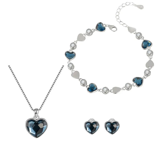 Conjunto de Collar, Aretes y Pulsera Azurea