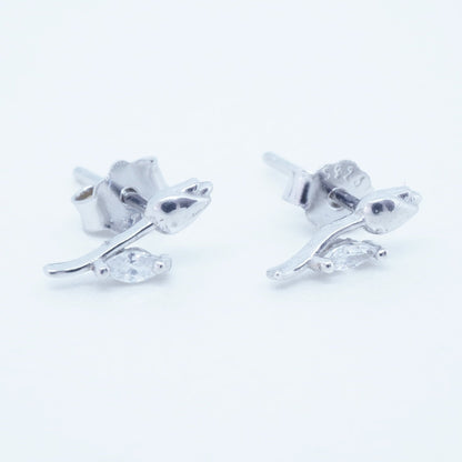 Aretes Rosa Pequeña Plata 925 Circón