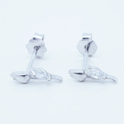 Aretes Rosa Pequeña Plata 925 Circón