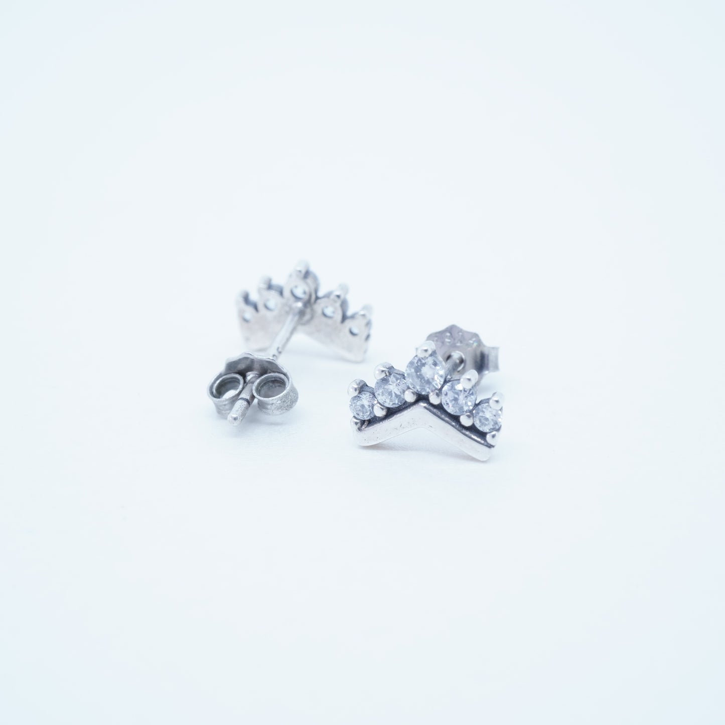 Aretes Corona Plata Esterlina Enchapado Embutido Circón Plateado