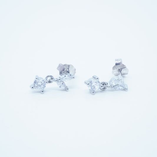 Aretes Plata 925 Flor Pétalos Plateado