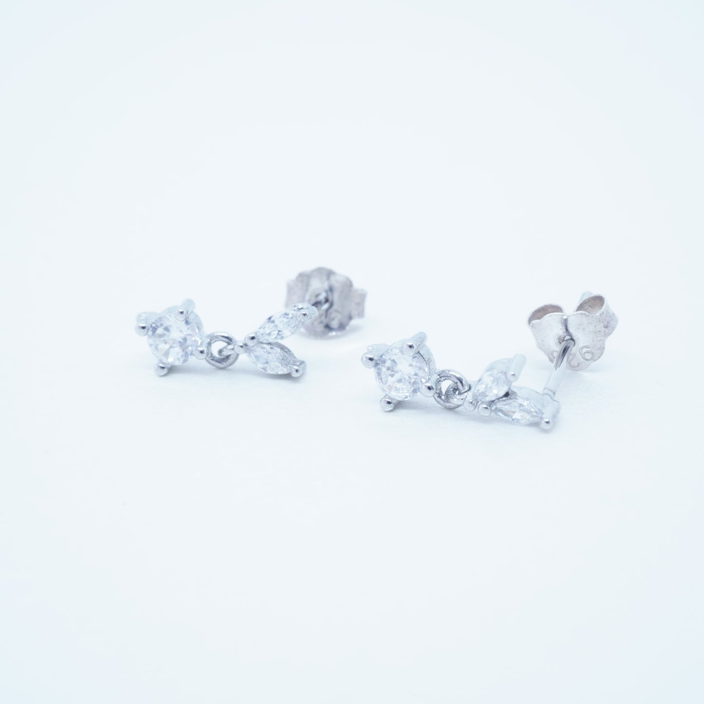 Aretes Plata 925 Flor Pétalos Plateado