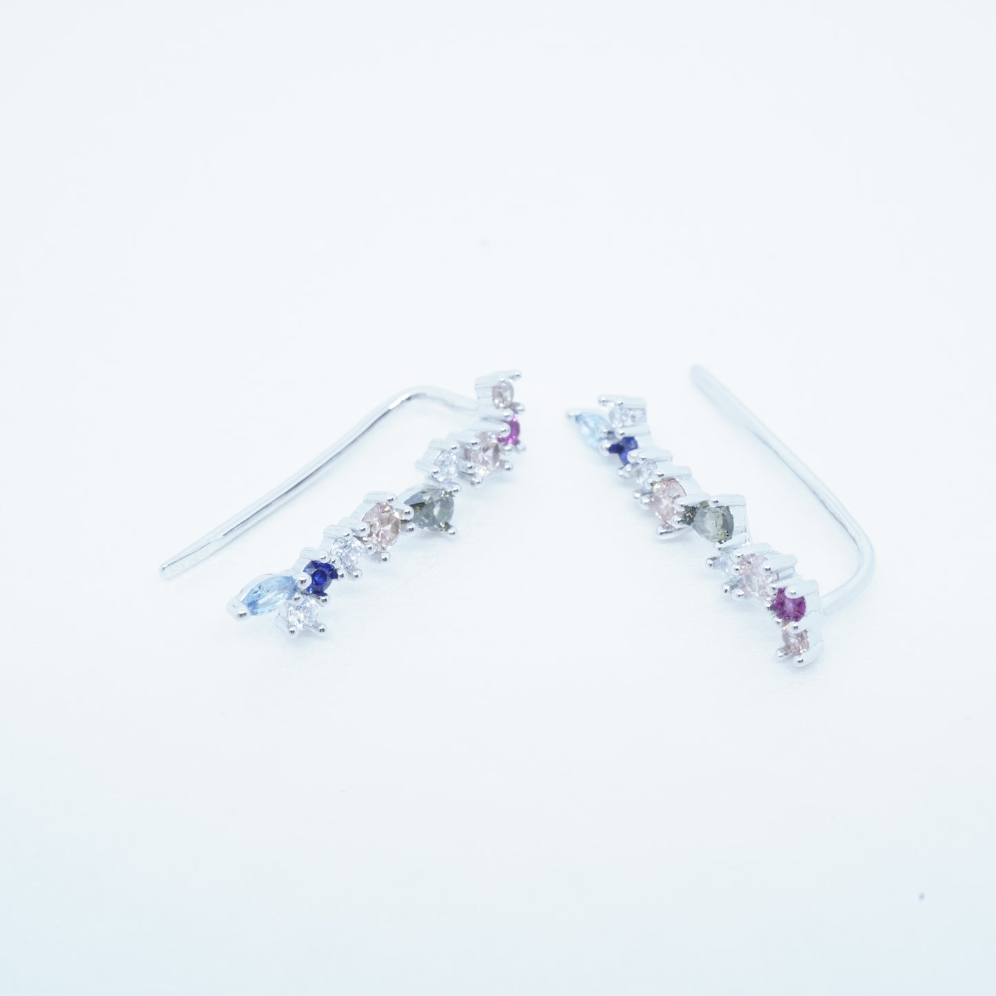 Aretes Trepadores Multicolor Plata 925