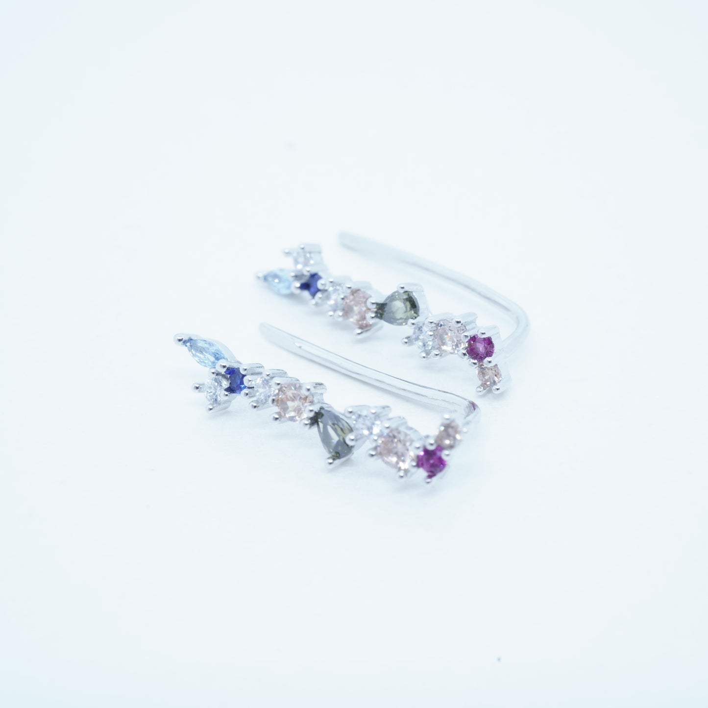 Aretes Trepadores Multicolor Plata 925