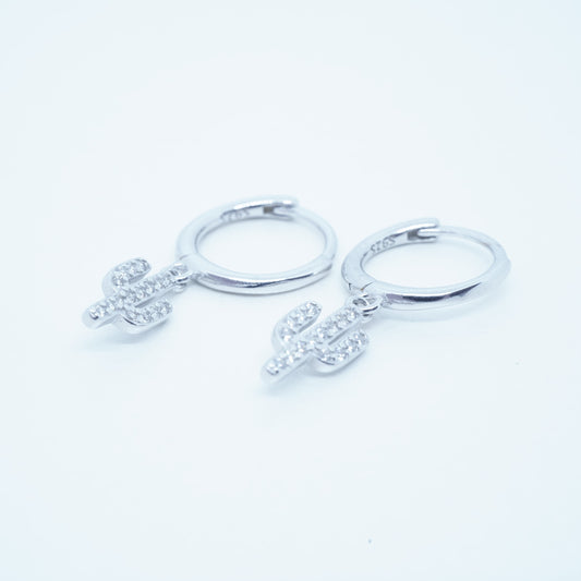 Aretes Cactus Plata 925 Circón