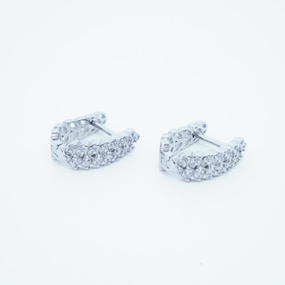 Aretes Hojas Brillantes minimalistas plata 925 Circón