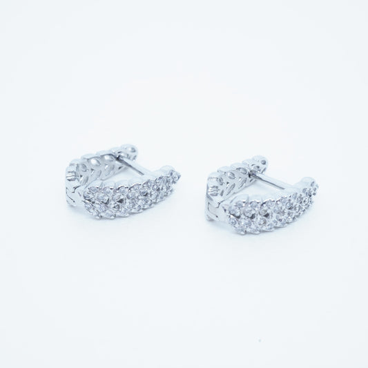 Aretes Hojas Brillantes minimalistas plata 925 Circón