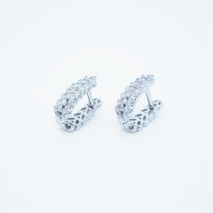 Aretes Hojas Brillantes minimalistas plata 925 Circón