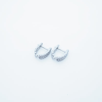 Aretes Hojas Brillantes minimalistas plata 925 Circón