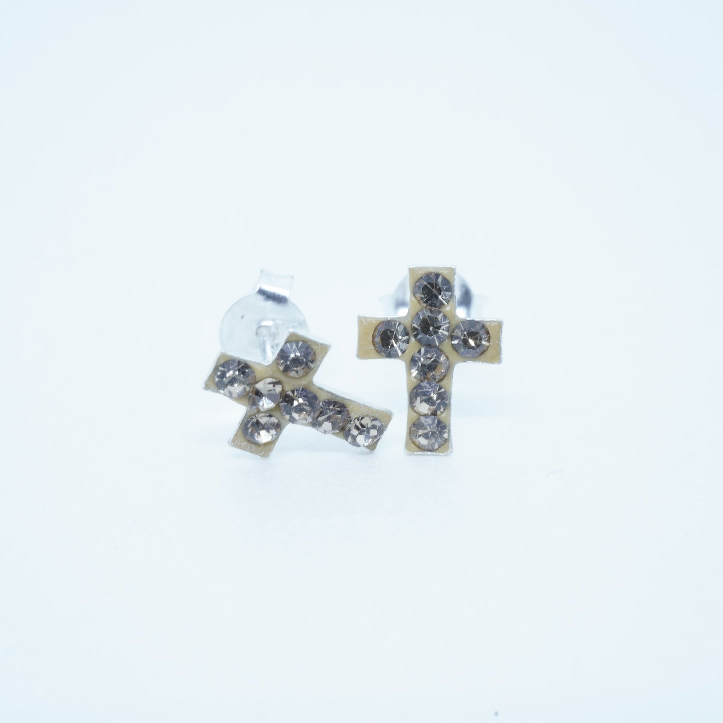 Aretes Cruz Chica Circón Plata 925 Dorados