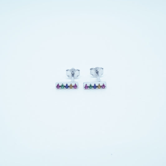 Aretes Barra Estilo Simple Multicolor Plata 925 Circón