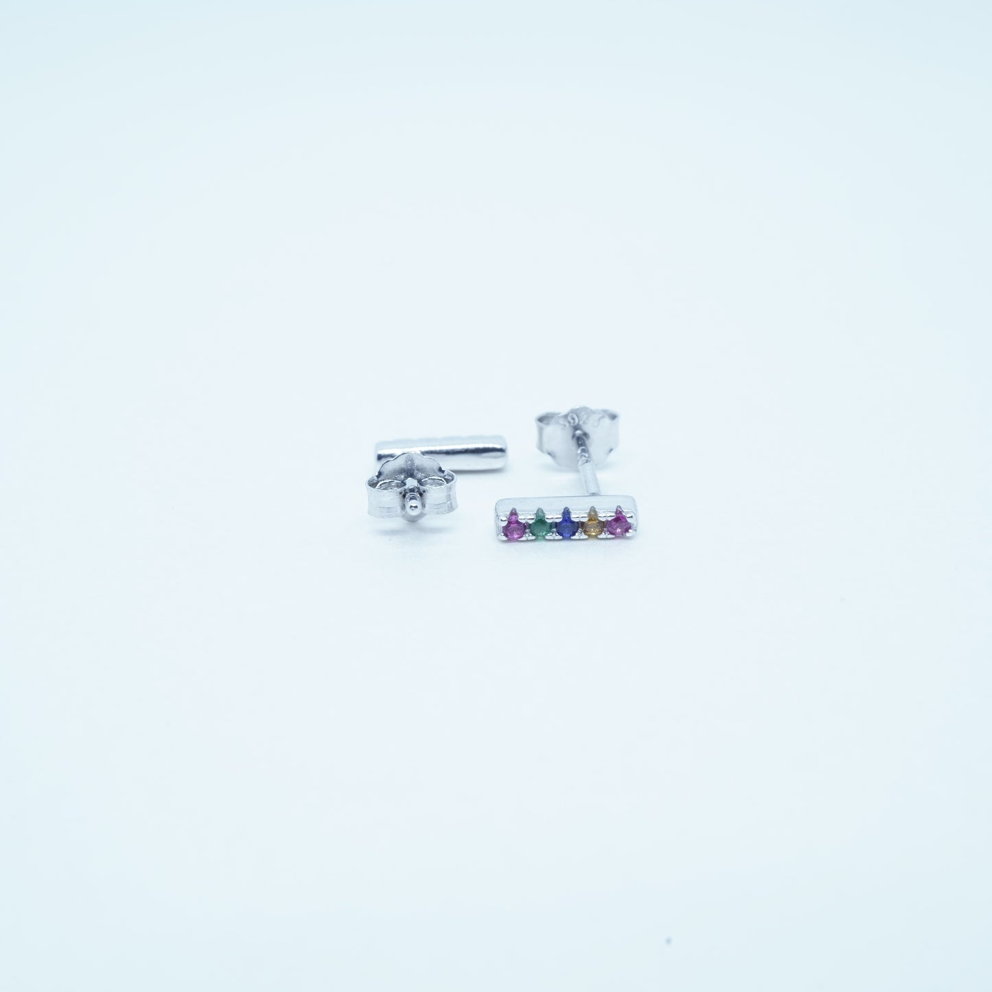 Aretes Barra Estilo Simple Multicolor Plata 925 Circón