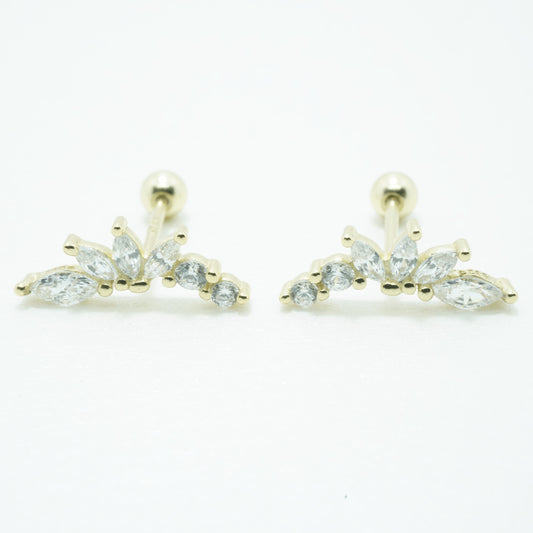 Aretes Pétalo Plata 925 Incrustación Circón