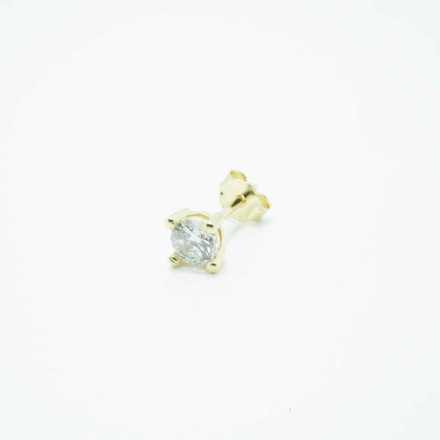 Piercing Stud Color Sólido Dorado Plata 925 Circón