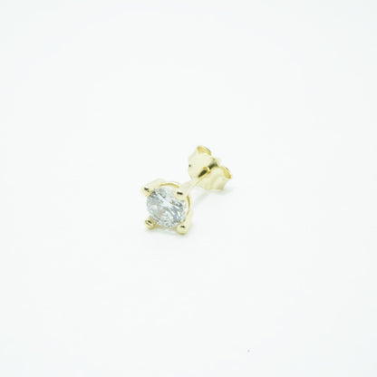 Piercing Stud Color Sólido Dorado Plata 925 Circón