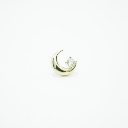 Piercing Luna 2 Color Sólido Dorado Plata 925 Circón