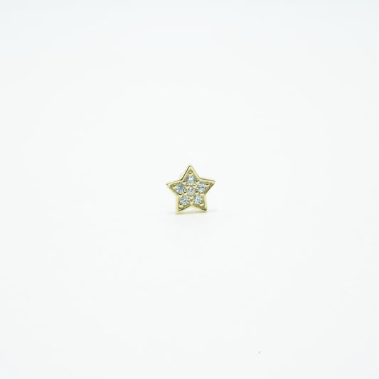 Piercing Estrella de Circón 3 Color Sólido Dorado Plata 925