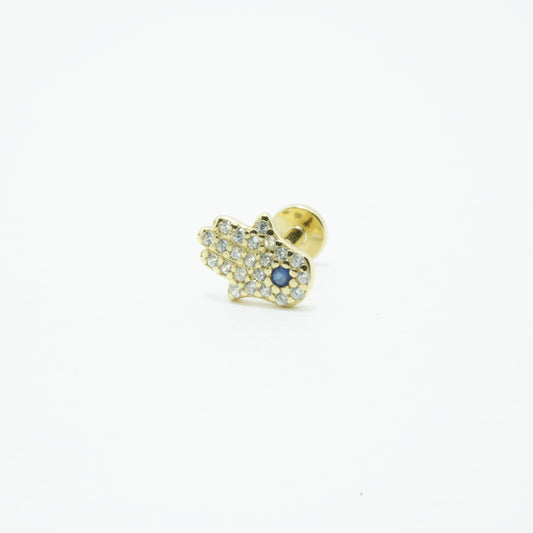 Piercing Hamsa Incrustaciones de Circón Dorado Plata 925