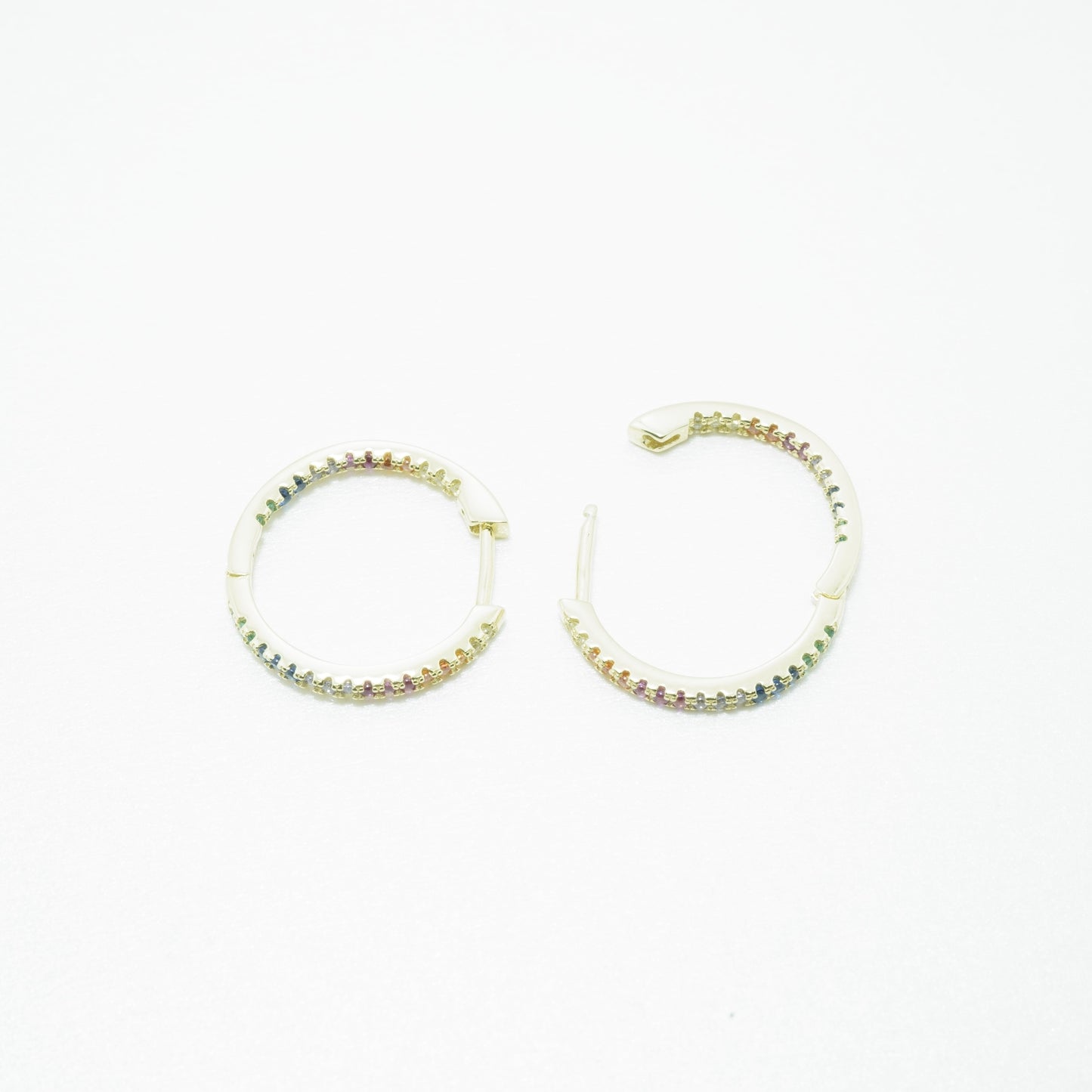 Aretes Argolla Dorado Circón Multicolor Plata 925