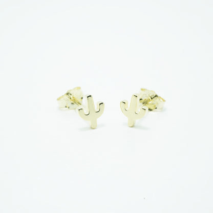 Aretes de Cactus Chapado Oro 18K Plata 925 Circón