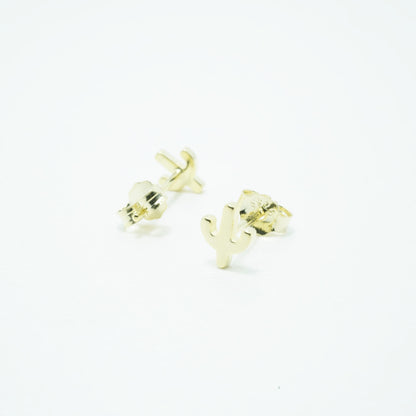 Aretes de Cactus Chapado Oro 18K Plata 925 Circón