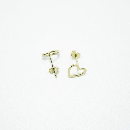 Aretes Silueta Corazón Plata 925 Chapado en Oro de 18K