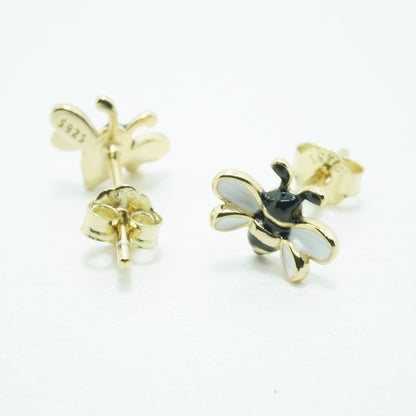 Aretes de Abejas Plata 925 chapado en Oro 18K