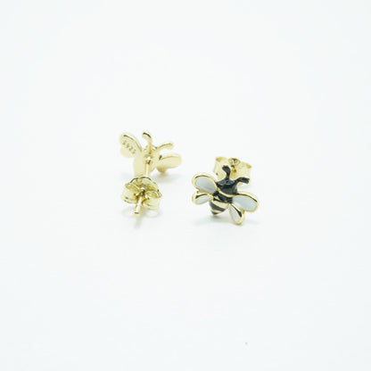 Aretes de Abejas Plata 925 chapado en Oro 18K