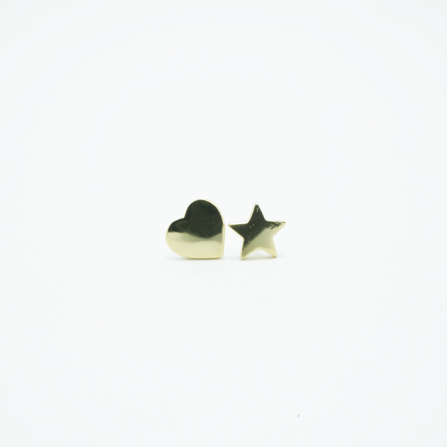 Aretes de Estrella y Corazón Pequeños Plata 925 Chapado en Oro 18K