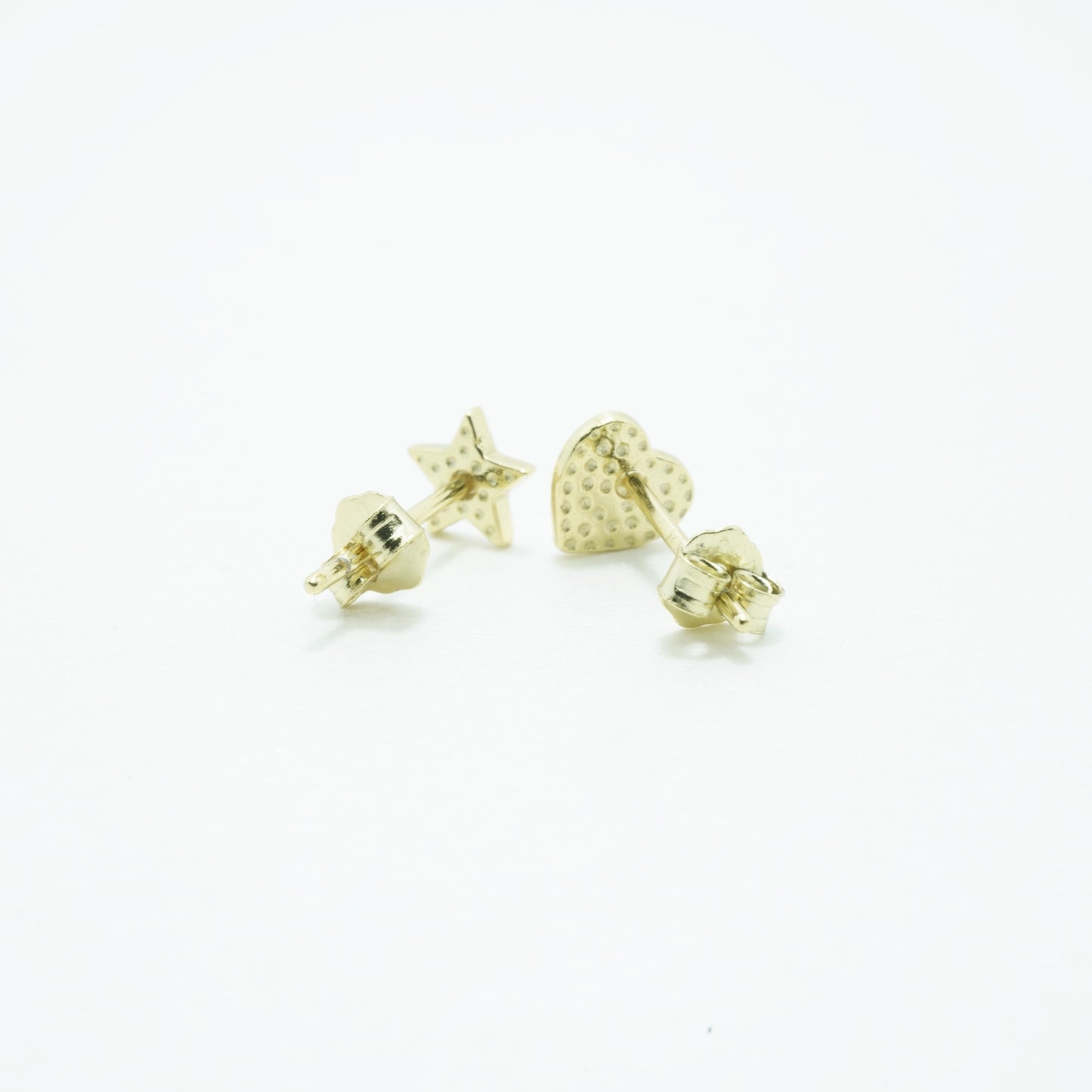 Aretes de Estrella y Corazón Pequeños Plata 925 Chapado en Oro 18K