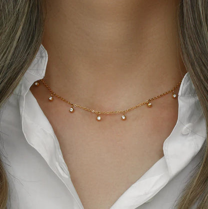 Collar de Zircón Chapado en Oro 18k